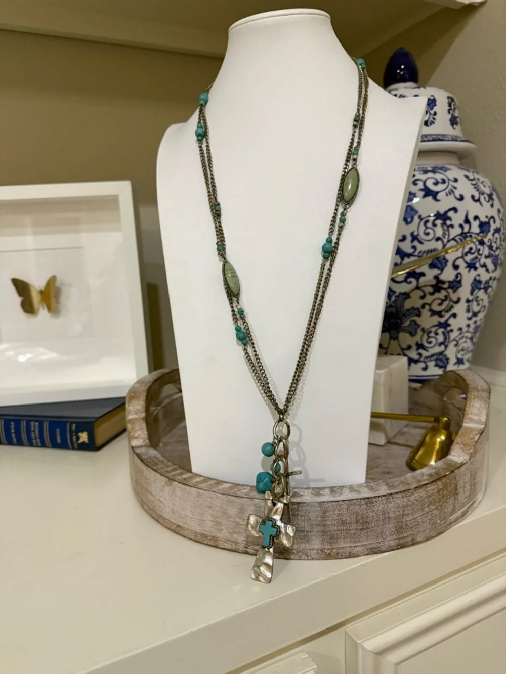 Shyanne Extra Long Multi-Layer Necklace with Long Cross Pendants